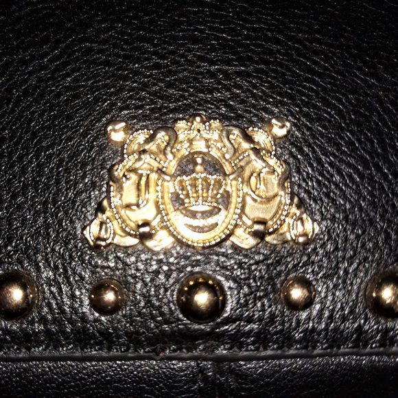 *Juicy Couture Tough Girl studded black leather wristlet - Picture 2 of 8